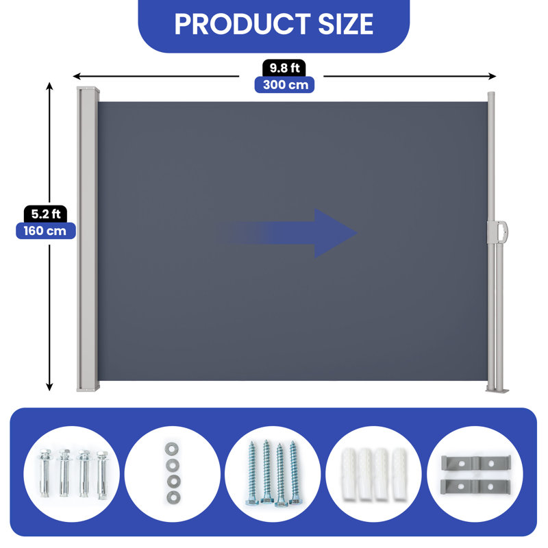 Edrosie Inc 117.6'' W x 62.4'' D Polyester Cover Retractable Patio Awning