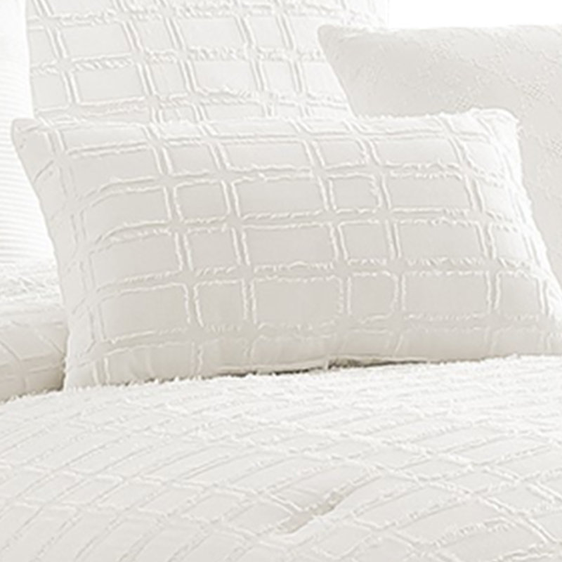 White Cotton King Comforter Set with Fringe Details