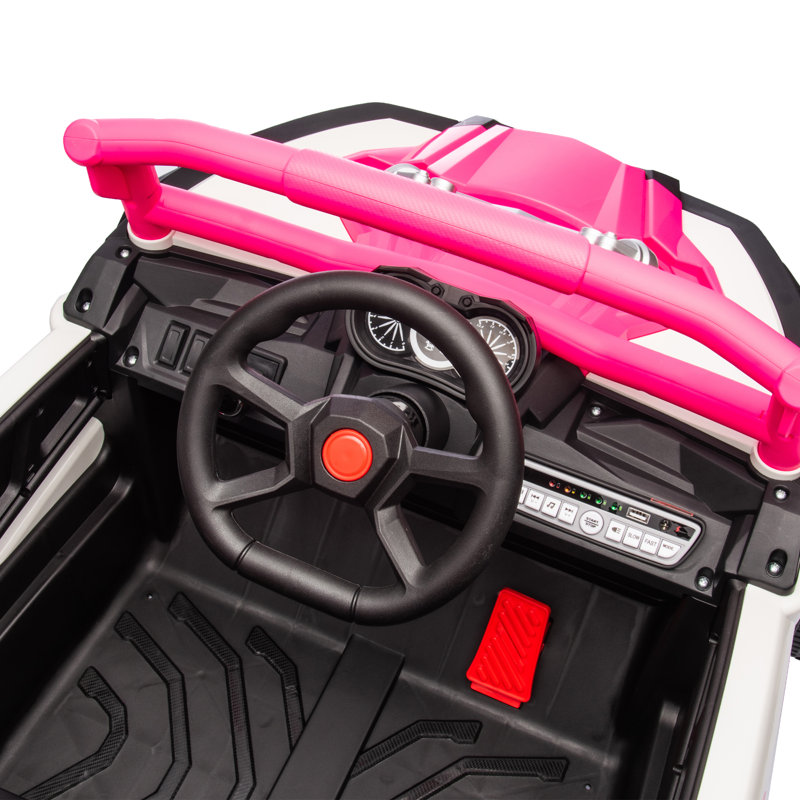 Pink 24V Kids Ride-On UTV with Bluetooth and LED Lights