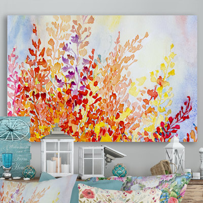 «Colorful Red and Orange Botanical Plant», reproduction sur toile flottante