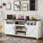 Doty Farmhouse TV Stand with Power Outlet Glass Doors-806780108