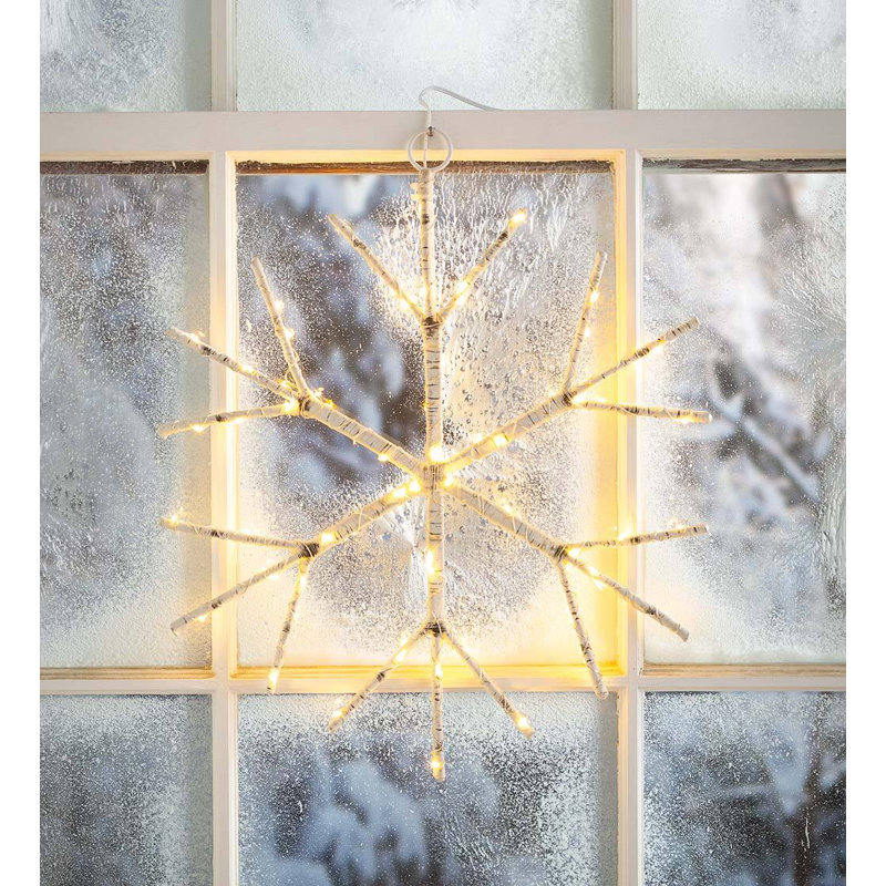 Birch Branch Snowflake Battery Lighted Window Decor