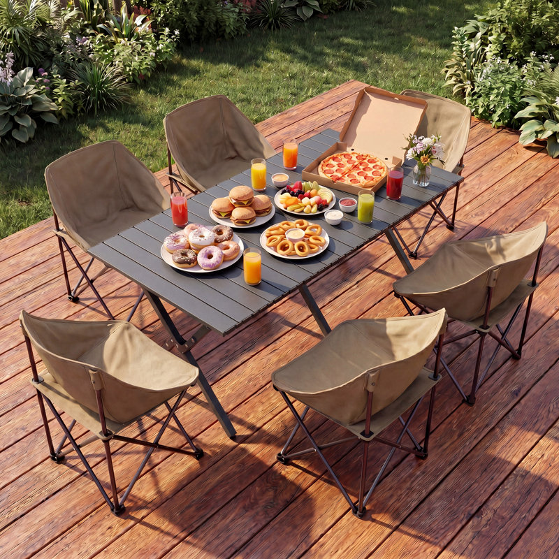 Table de camp pliable en acier légère, Black