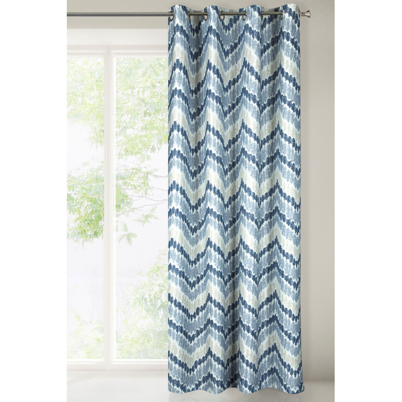 Darron Eyelet Max Blackout Thermal Single Curtain, Blue