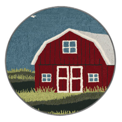  Washable Red Barn Farm Area Rug