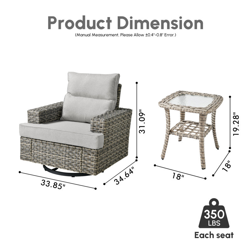 Ensemble de chaises berçantes Wahkon, Light Gray