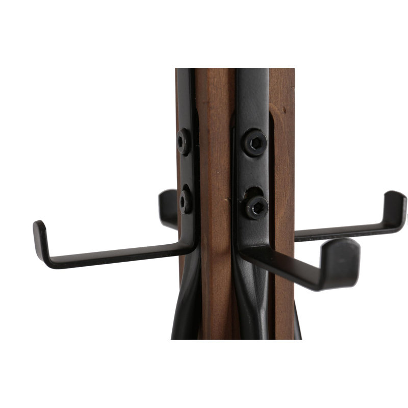 Sturdy 8-hook Natural Wood And Stainless Steel Freestanding Coat Rack For Bedroom, Living Room