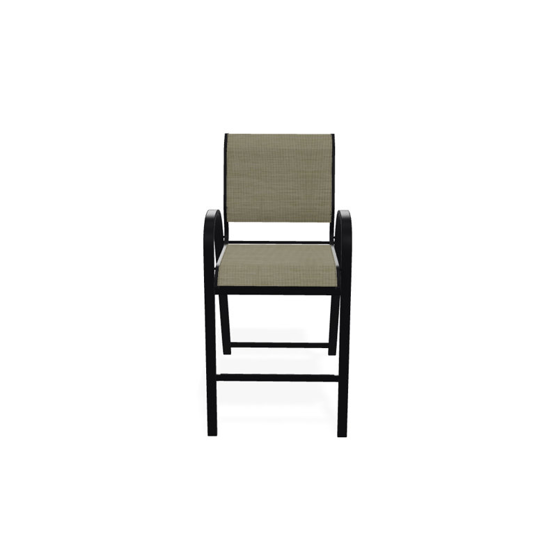 Tabouret de bar Holna, Noir texturé, Bristol taupe Sunbrella®