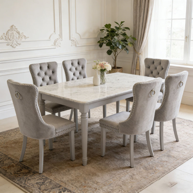 Chaise de salle à manger rembourrée moderne, Gris clair + gris