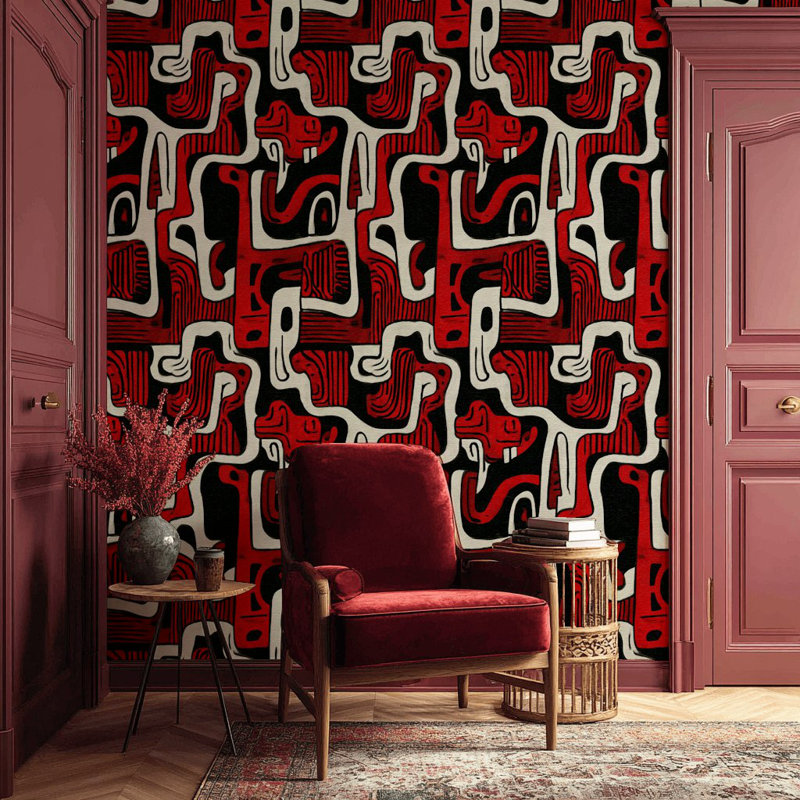 Papier peint abstrait géométrique, décoration murale moderne