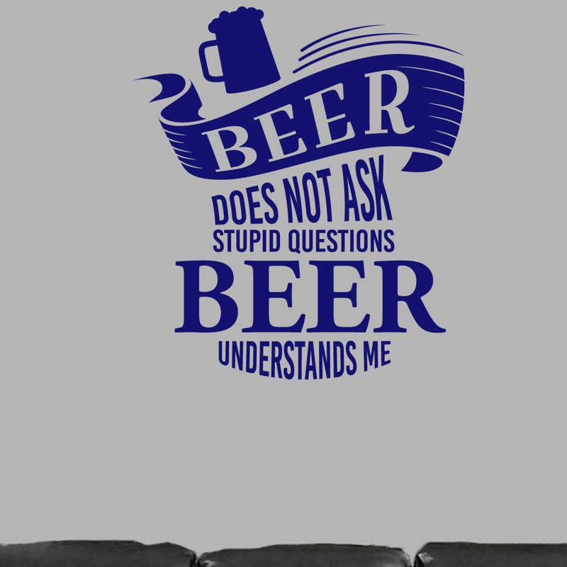 Décalcomanie murale "bière is not ask stupide" Barth, Bleu marine