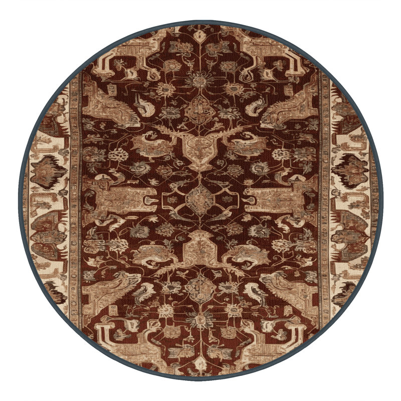 Tapis brun lavable à la machine, Rond 8 pi