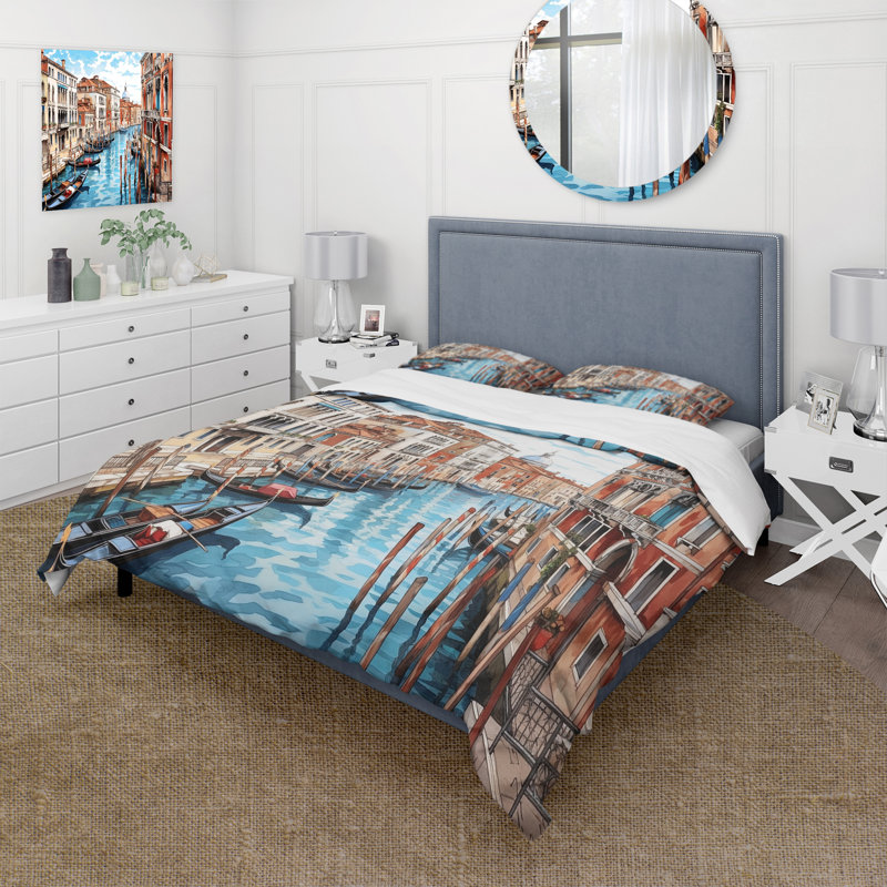 Ensemble de housse de couette Venetian Artistry Canal - Italie - microfibre de polyester