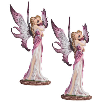 «2-PC Set» ICE ARMOUR 10 po H fée mauve avec figurine de statue de fille décorative pour la maison / chambre