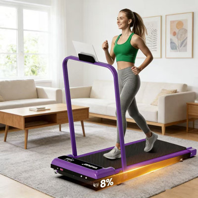 Walking Pad Treadmill with Handle Bar and Adjustable Incline, 3.8HP Portable Electric Treadmills with Wheels for Home