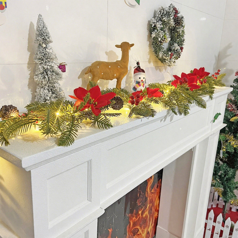 Faux fleurs artificielles en forme de lanterne de Noël avec guirlande de fleurs