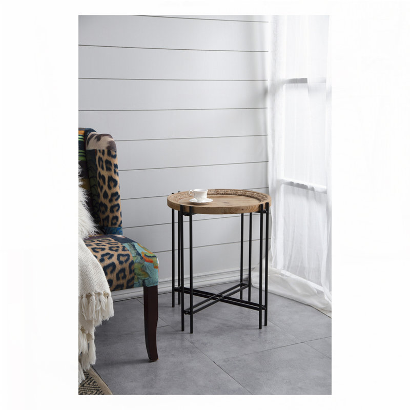 Table d'appoint ronde avec plateau en bois