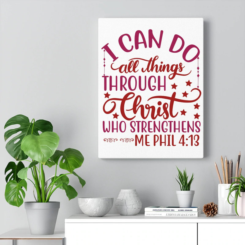 Christ qui renforce les Philippiens 4: 13, art mural chrétien, verset biblique, prêt à être accroché_342641