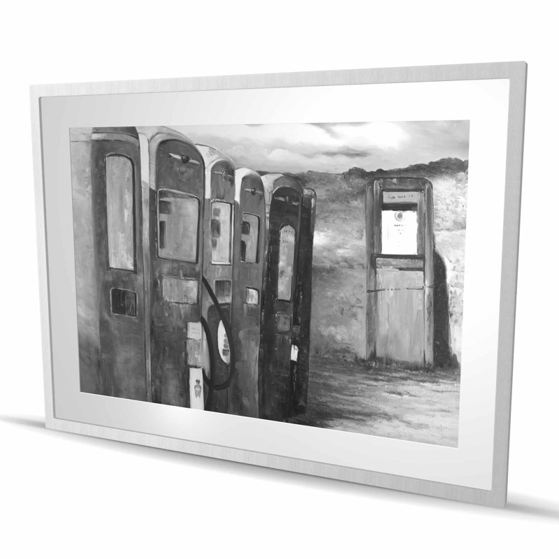Vieilles pompes à gaz - Reproduction matte encadrée pour la décoration intérieure