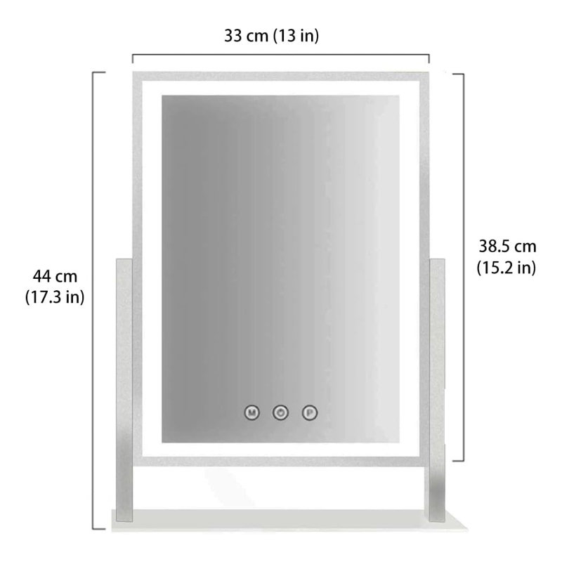 Miroir de salle de bain style Hollywood avec lumières DEL, 3 modes d'éclairage couleur, miroir grossissant 5 fois, commande tactile intelligente, rotation à 360 ° pour l'application de maquillage