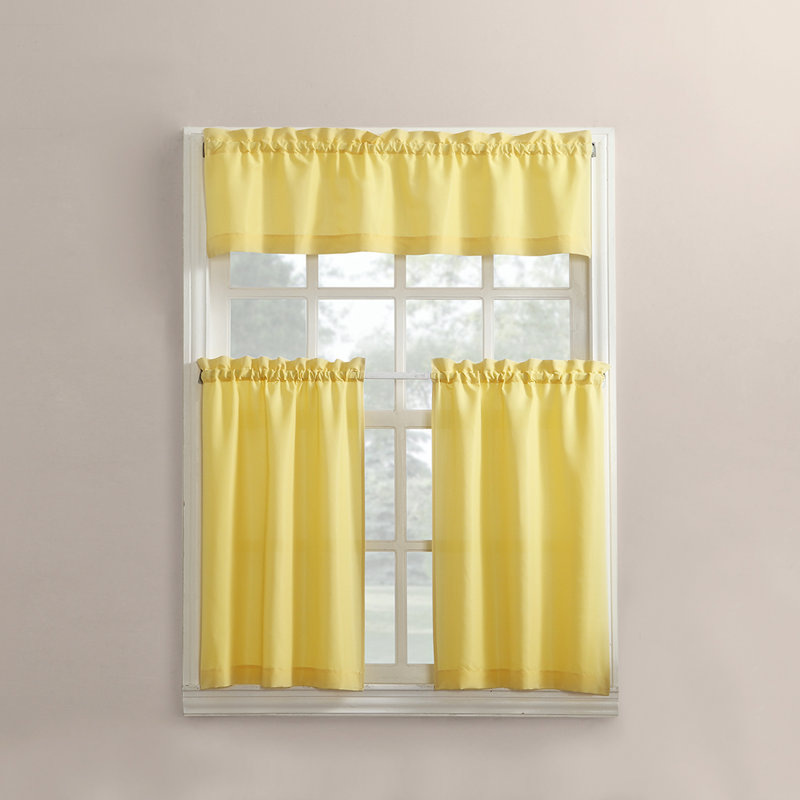 Cantonnière et volants semi-diaphanes avec passe-tringle Buchheit, l 54 po x L 36 po, Jaune