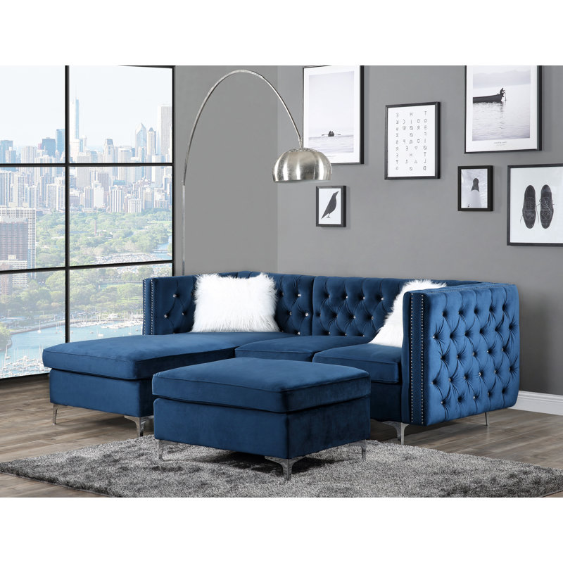Repose-pieds standard Eniya, Velours bleu