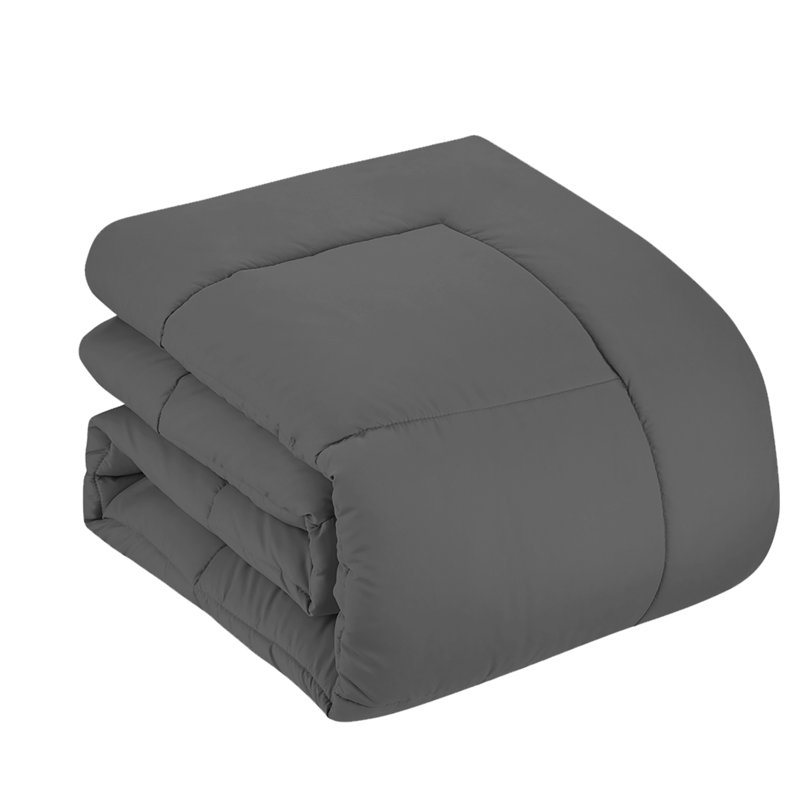  Luxury Alternative Comforter and Sheet Set, Grey, King Comforter + 6 Additional Pieces