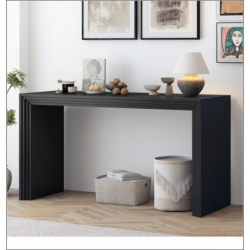 Console de style moderne en placage de bois massif de paulownia, convient, Noir