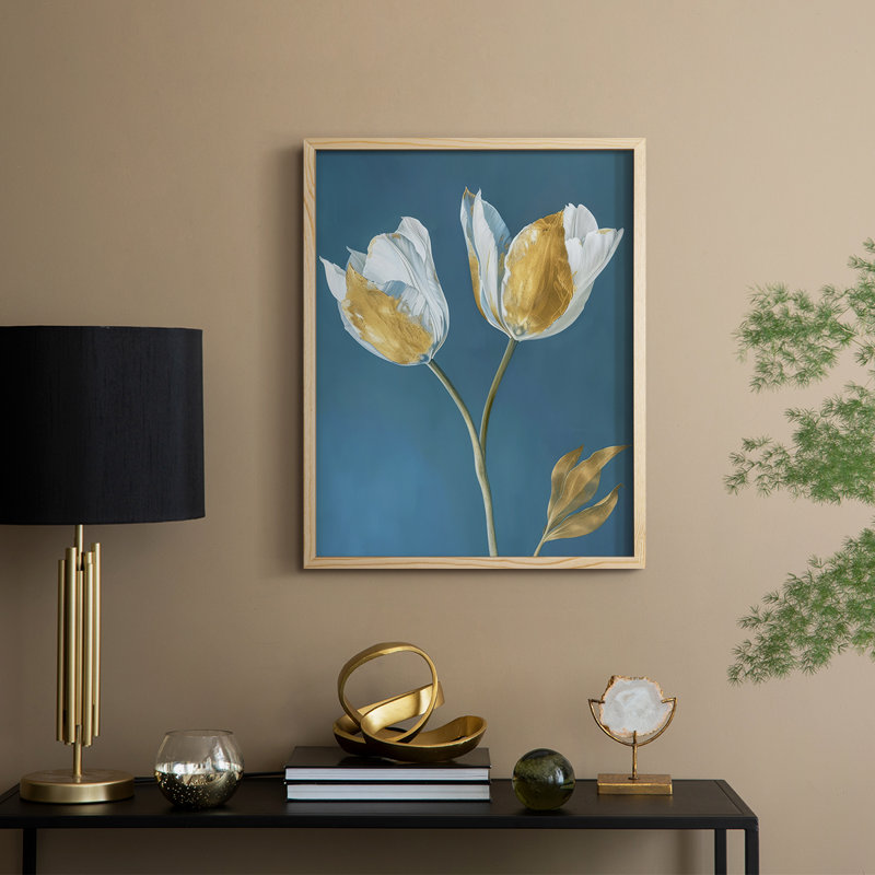Impression encadrée FLORAL Series CXI - bois massif, H 15 po x l 12 po