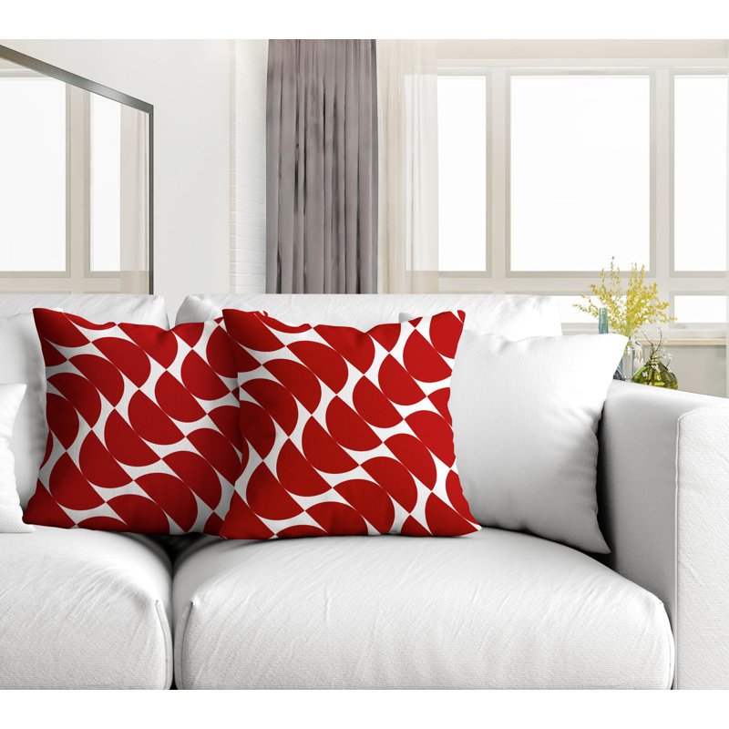 Oreiller carré intérieur / extérieur Mandi, L 15 po x H 15 po, Rouge