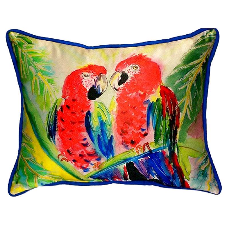 Two Parrots Outdoor Throw Pillow, Small