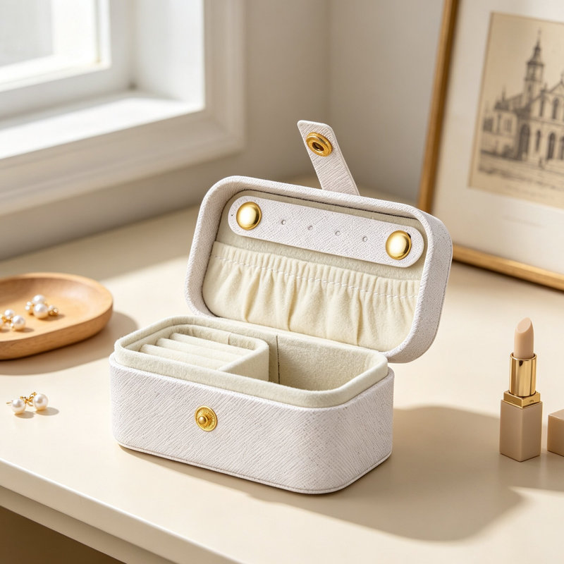 Leather Jewellery Box +, White