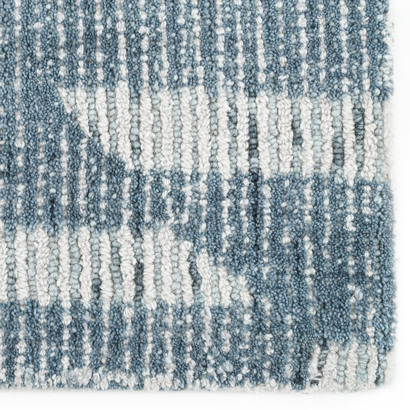 Hazen Hand Tufted Wool Geometric Area Rug in Blue, Rectangle 8'6" x 12'6"