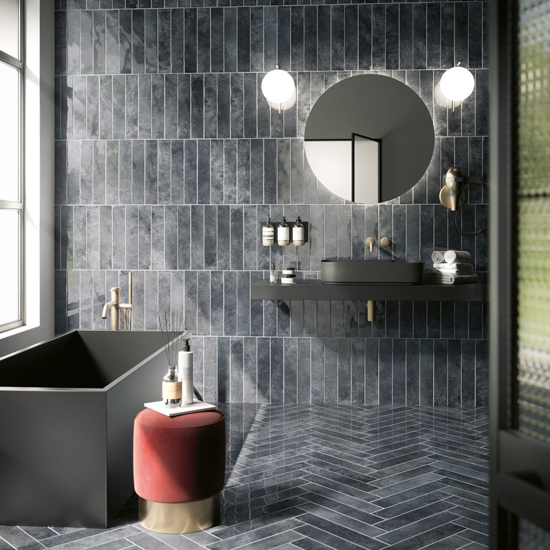 Carrelage mural en porcelaine 3 "x 16" Progetto, Bleu