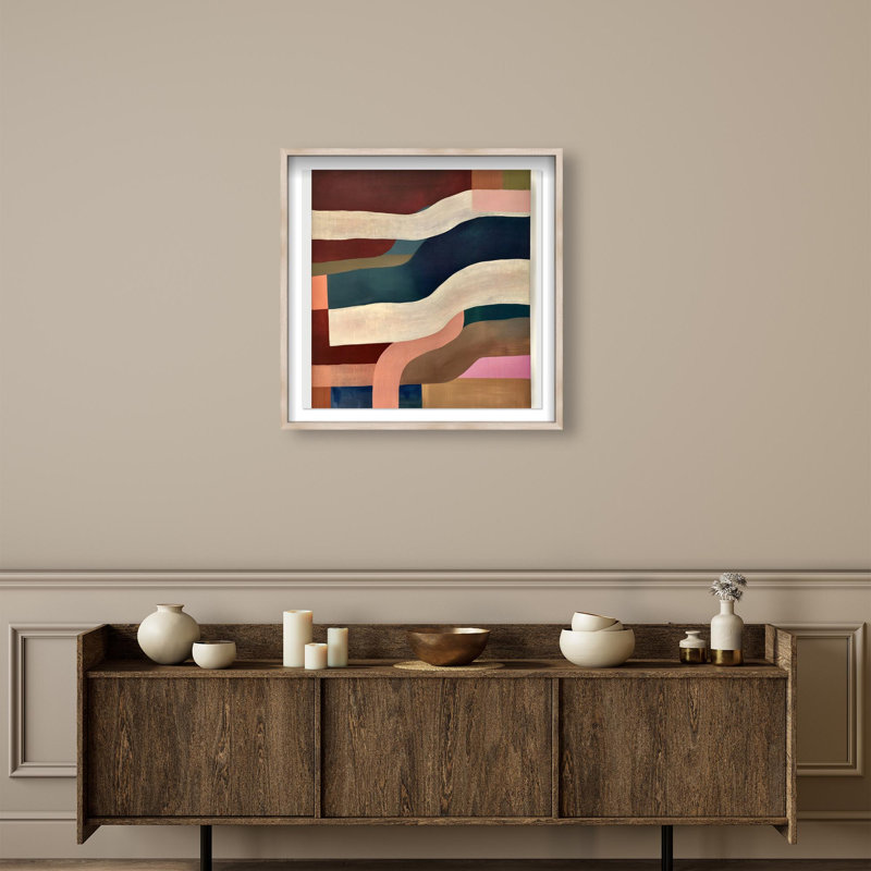 Oliver Gal Desert Glow Abstract - Luxury Shadowbox Framed Wall Art, 26" H x 26" W, Cream