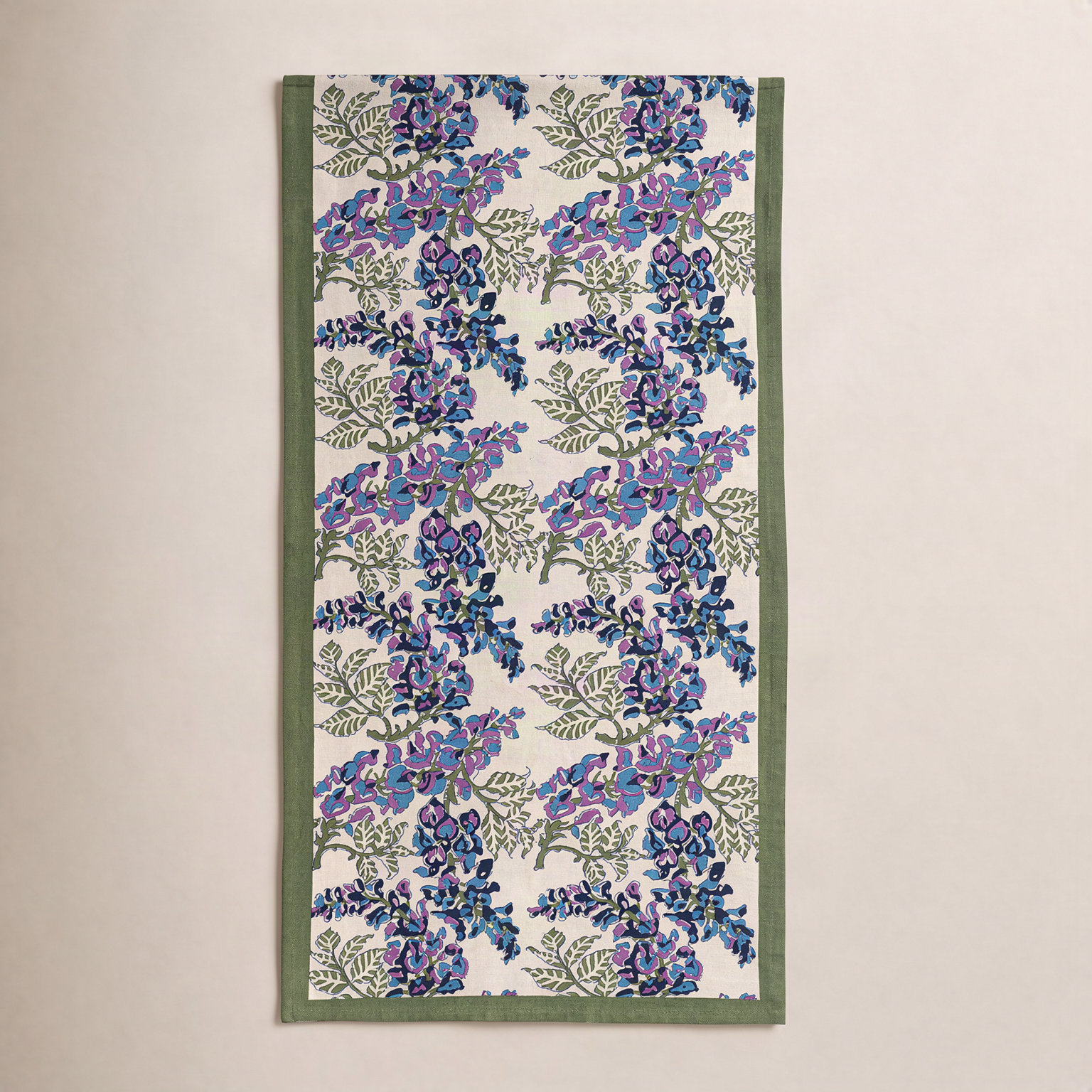 Kappa Floral Table Runner, 72" x 16", Blue/Green