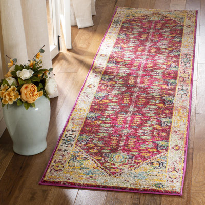Hertzler Southwestern Wool Fuchsia/Light Gray Area Rug