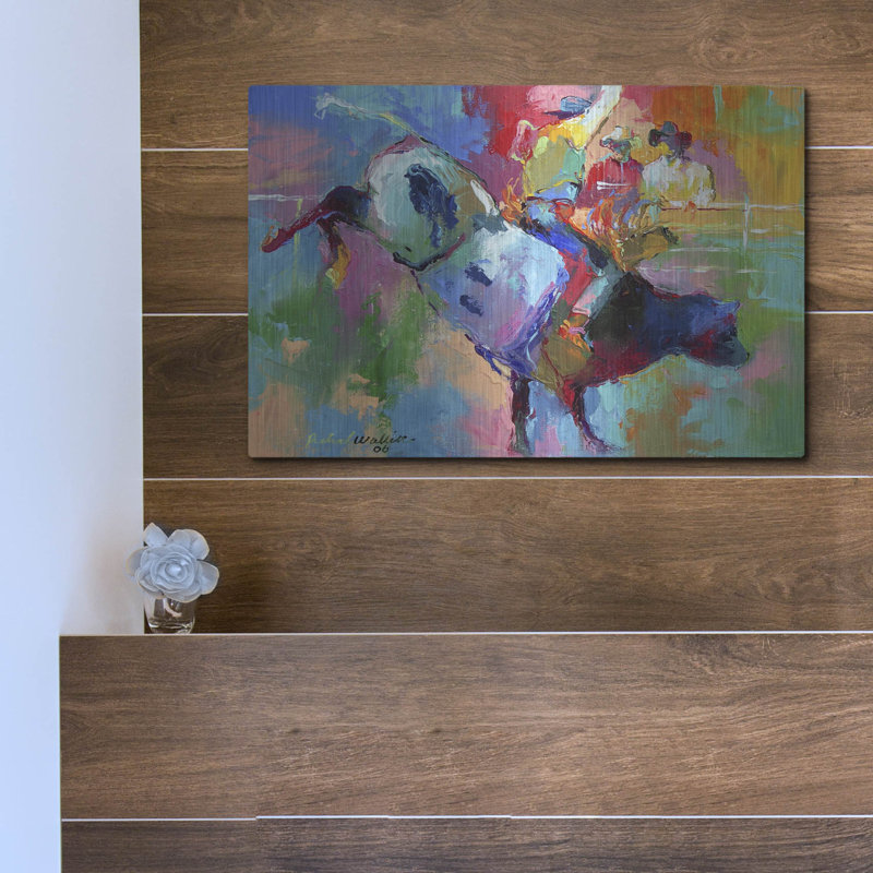 «Bull Riding» par Richard Wallich, H 12 po x l 16 po