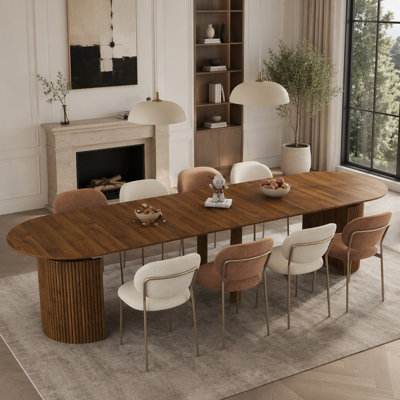 Extendable Foldable Dining Room Table for 1-10 People, Wood Multifunctional Rectangle Expandable Console Kitchen Living Meeting Room Furniture