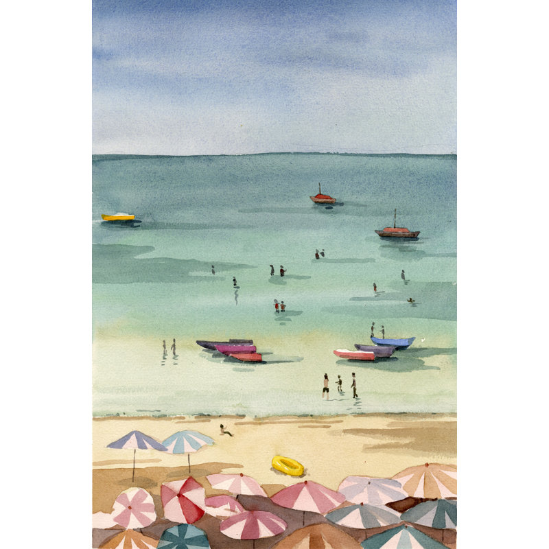 Coastal Beach - Wrapped Canvas Painting, 122cm H x 81cm W x 3.8cm D
