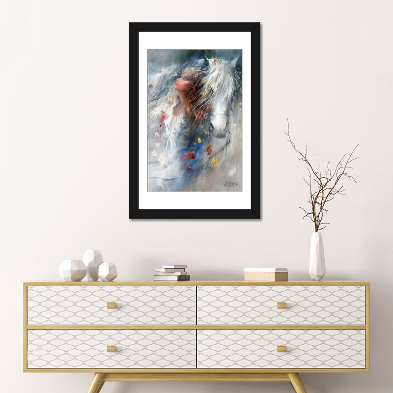 «Pensées», reproduction sur toile, Papier beaux-arts encadré noir, Blanc, H 24 po x l 16 po x P 1 po