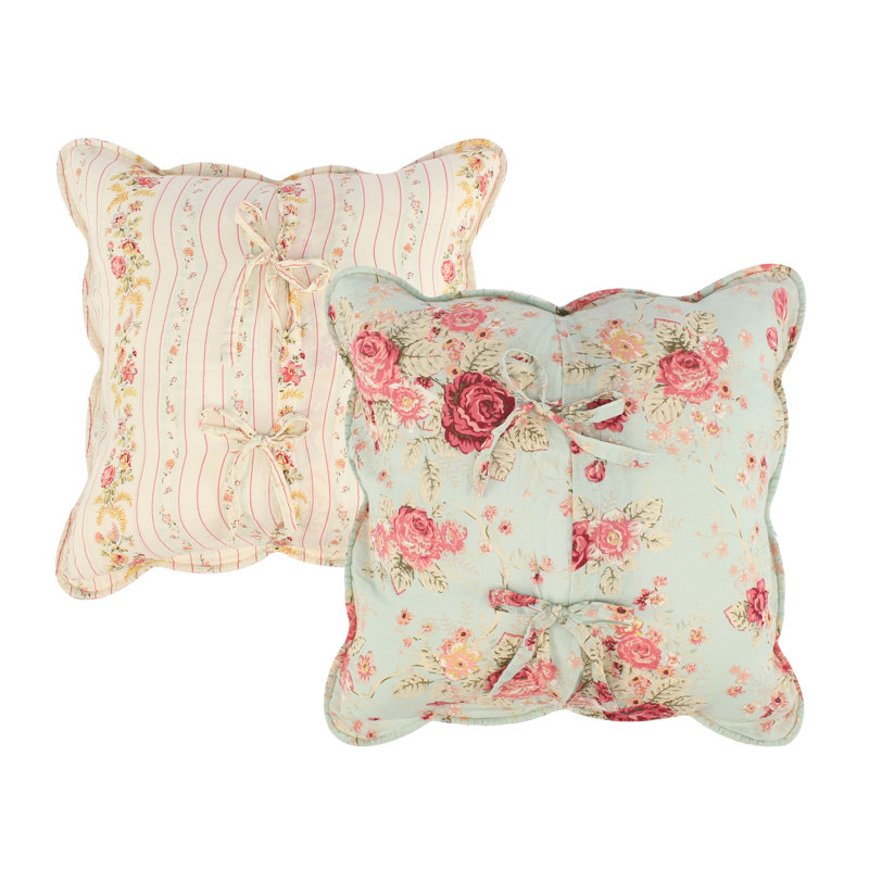 Blue Twin Cotton Reversible Floral Quilt Set