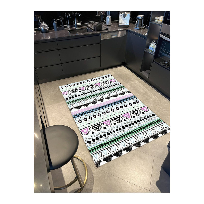 Multi Color Mixed Geometric Pattern Modern Decorative Machine Washable Area Rug, Rectangle 4'7" x 6'7"