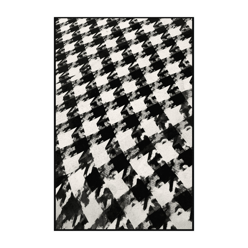 Machine Washable Pavla Preppy Checkered Rug in Black – Black Binding, 2x5