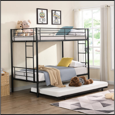 Lit superposé avec couchette en métal METAL noir, une solution robuste et peu encombrante pour votre chambre à coucher