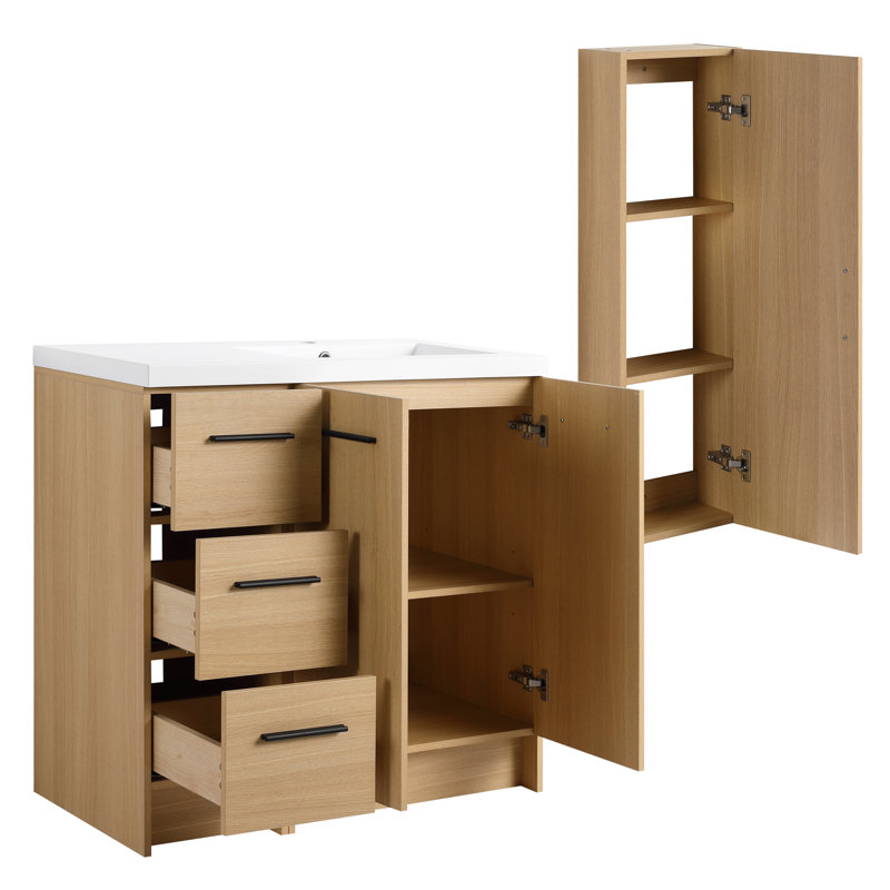 Meuble-lavabo moderne 36 po avec armoire de rangement et tiroirs Arden