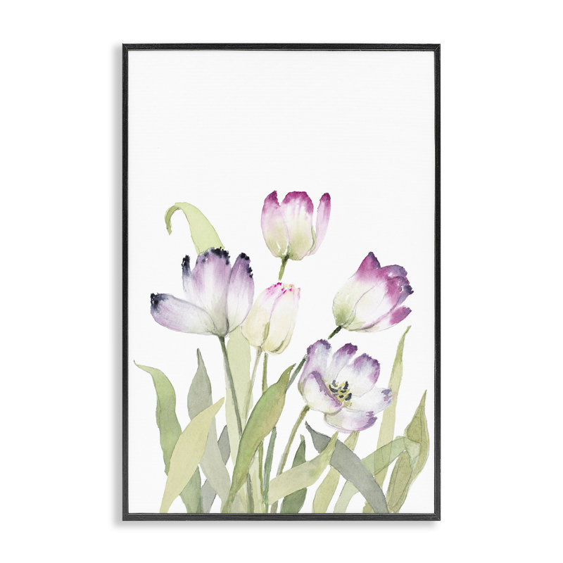 «Fresh Garden Tulips», estampe numérique par Lanie Loreth, H 18 po x l 12 po, Giclée encadrée noir minuit