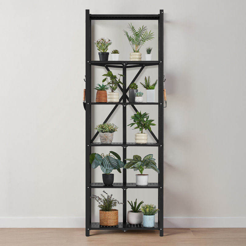 6-Tier Foldable Storage Shelf with Wheels 24 x 12 x 72-inch Metal Shelving