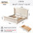 King 52" Velvet Wingback Sleigh Storage Bed Frame with 2 Drawers, No Box Spring Needed, Cream-1519239189-1519239187