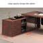 Bureau de direction en bois massif brun en forme de L avec armoire latérale gauche-764479706-764479710